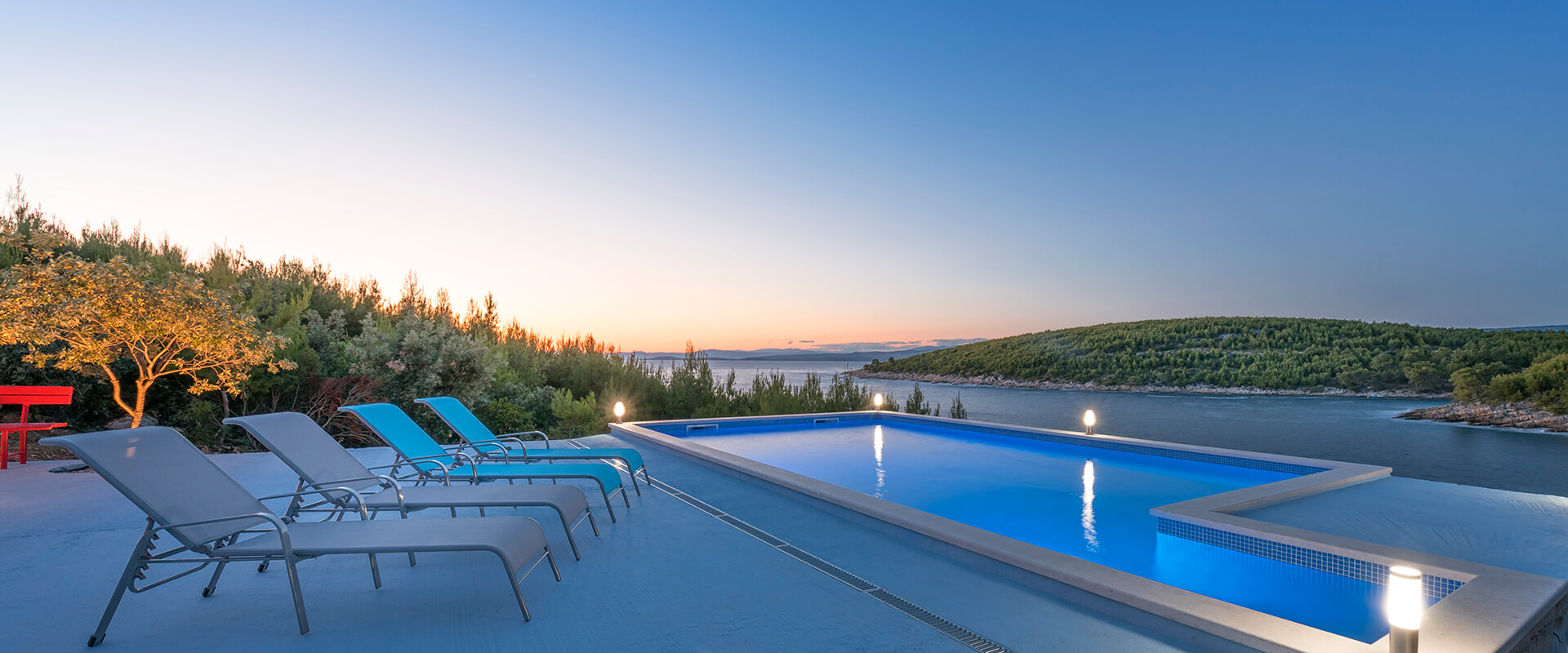 Heated pool at sunset